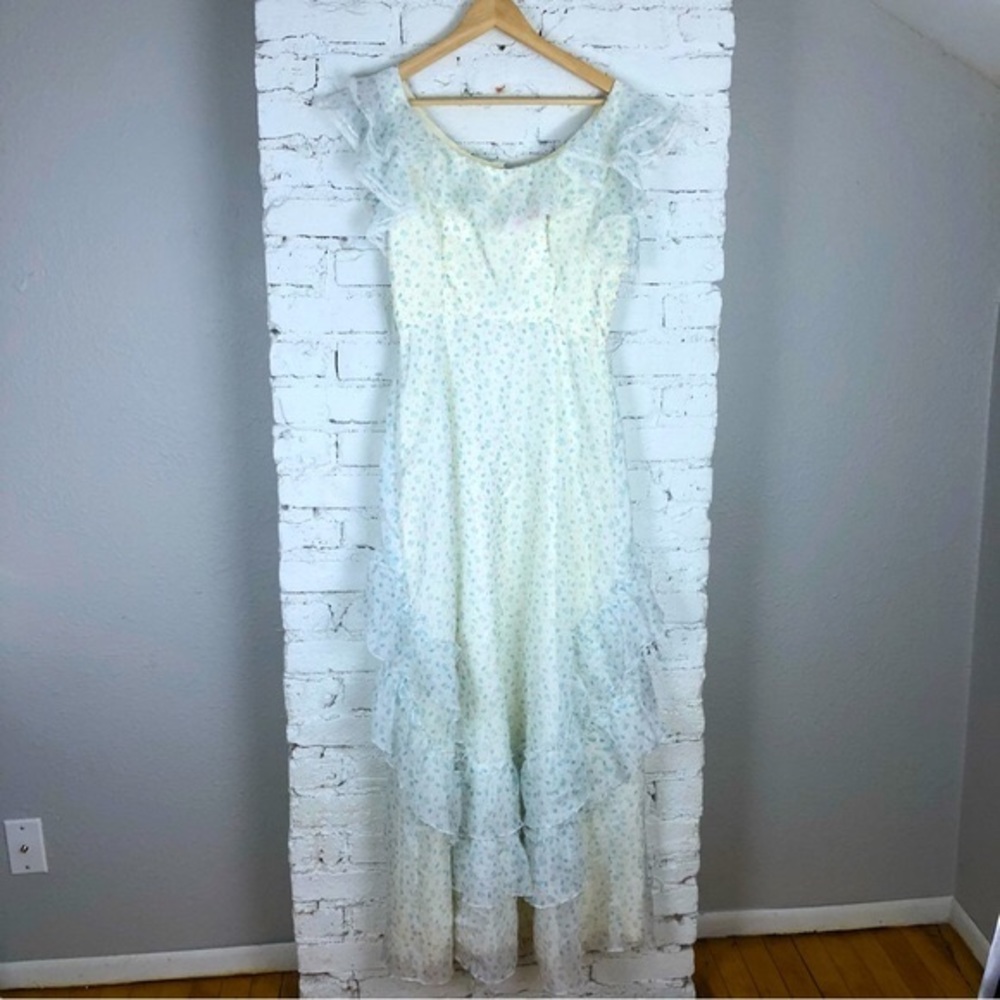 Vintage Prairie Floral Sheer Lace Maxi Dress